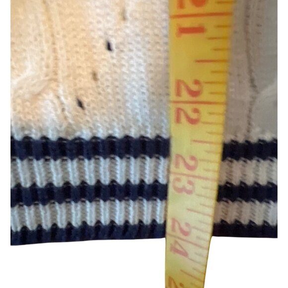 Vintage 1990’s Pendleton white cable knit varsity stripe sweater vest in size L - Picture 3 of 5